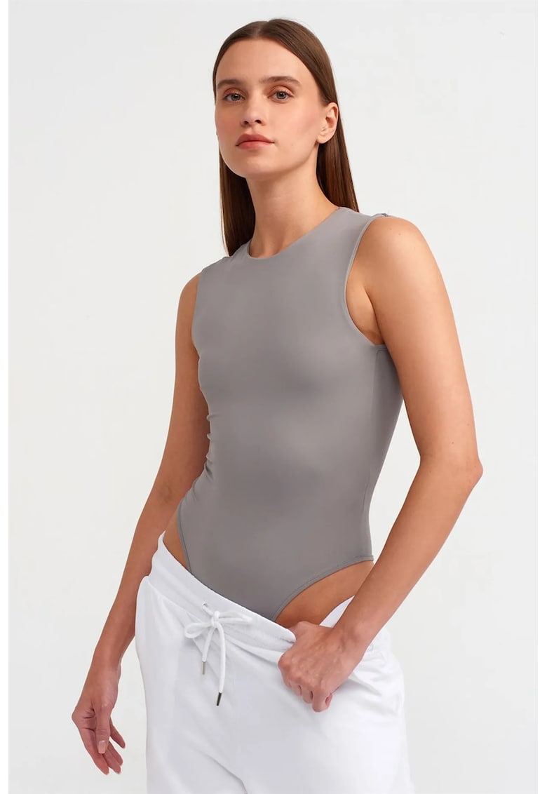 Body fara maneci - gri - 93% nylon/7% elastan