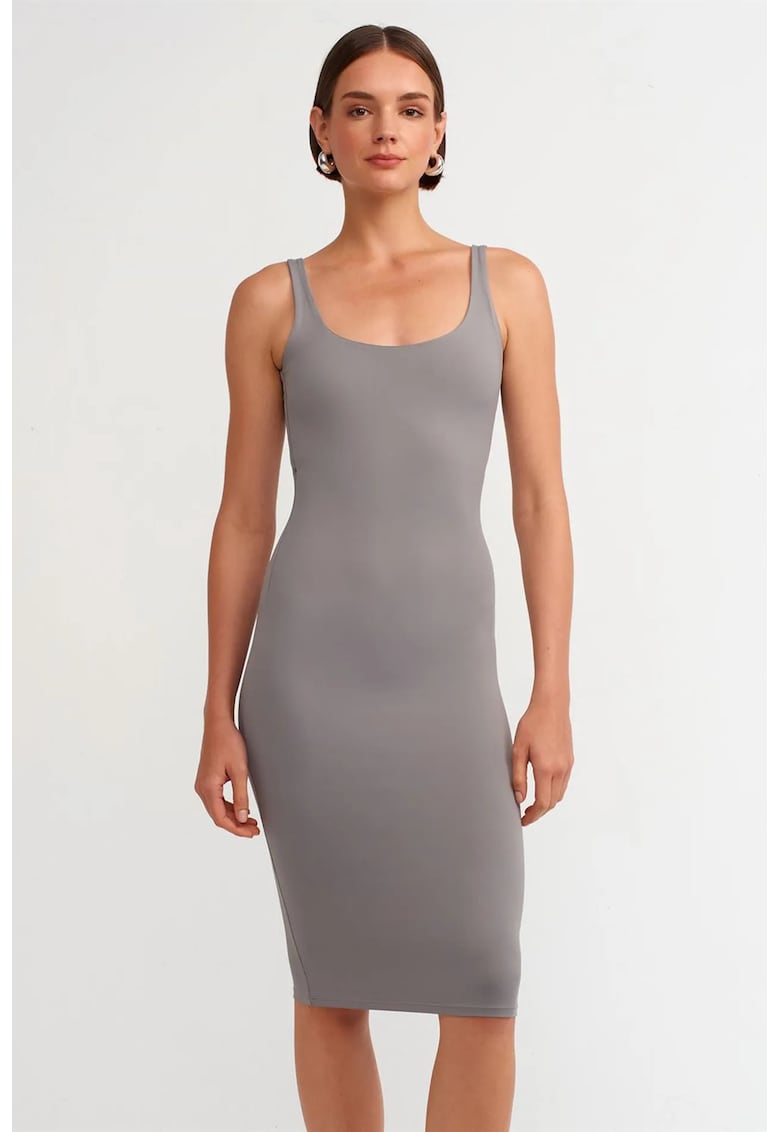 Rochie Midi Bodycon Femei - Gri - Fara Maneci