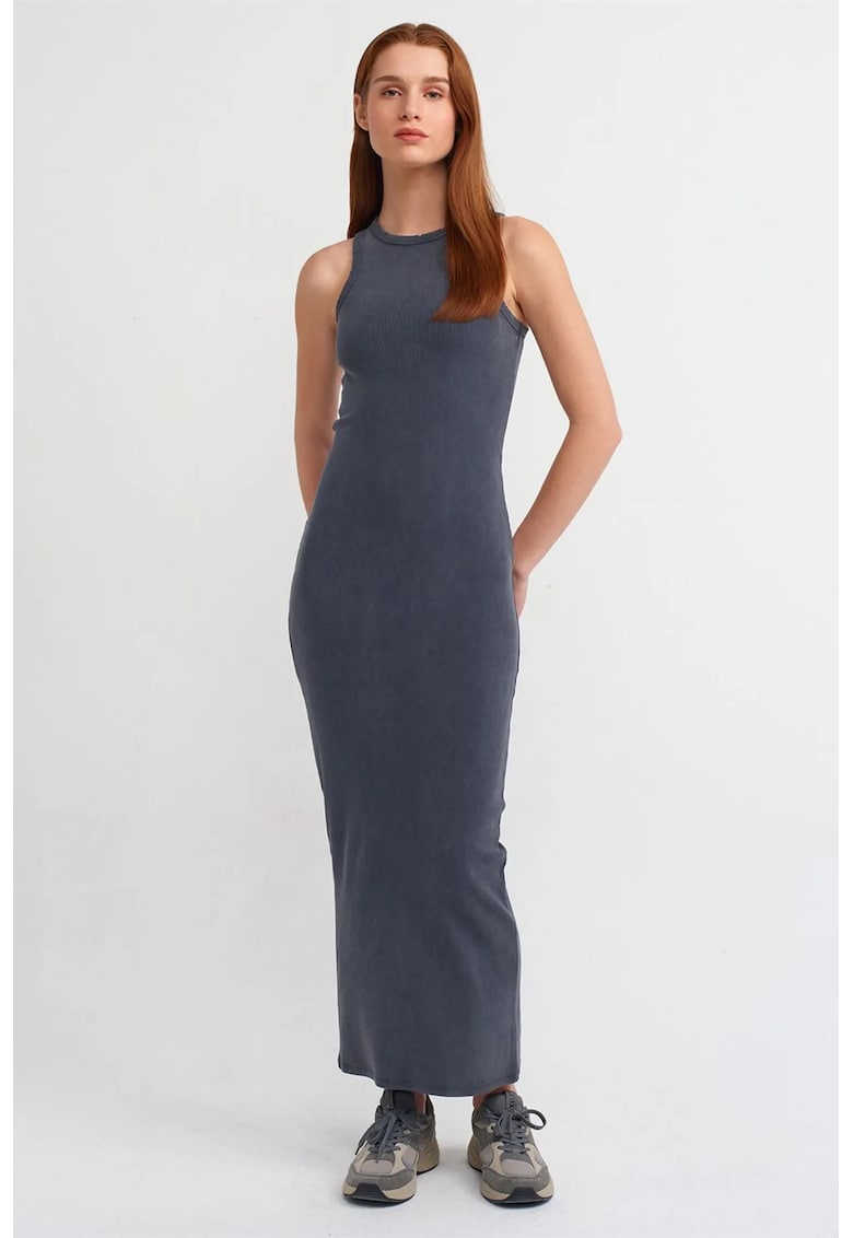 Rochie Maxi Bodycon Gri antracit - Casual - 94% bumbac