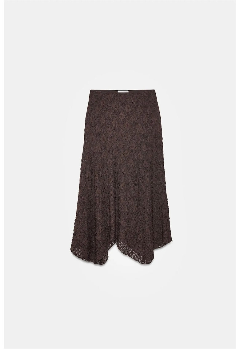 Fusta midi dantela - elastic - negru - elegant