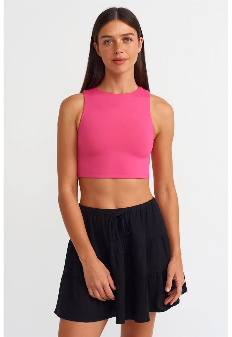 Top scurt roz aprins - elastic - 93% nailon - 7% elastan - casual - femei -