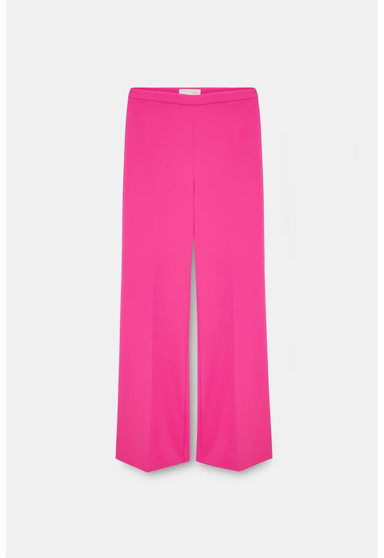 Pantaloni dama - evazati - roz aprins - poliester cu elastan