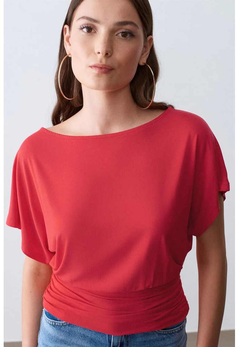 Bluza dama - Bluza eleganta cu decupaj - Rosu cires - Amestec modal