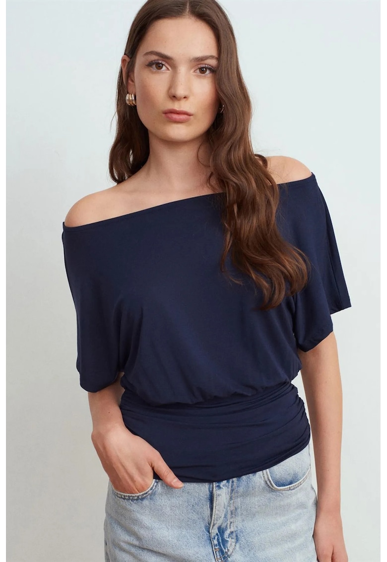 Bluza dama - elegant - decupaj - albastru marin - amestec modal