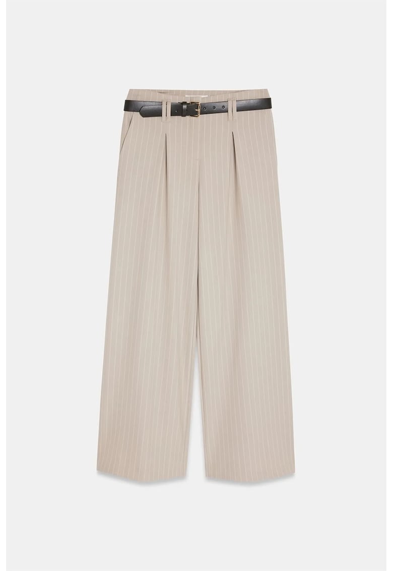 Pantaloni dama - plisati - casual - bej natural - poliester-viscoza-elastan
