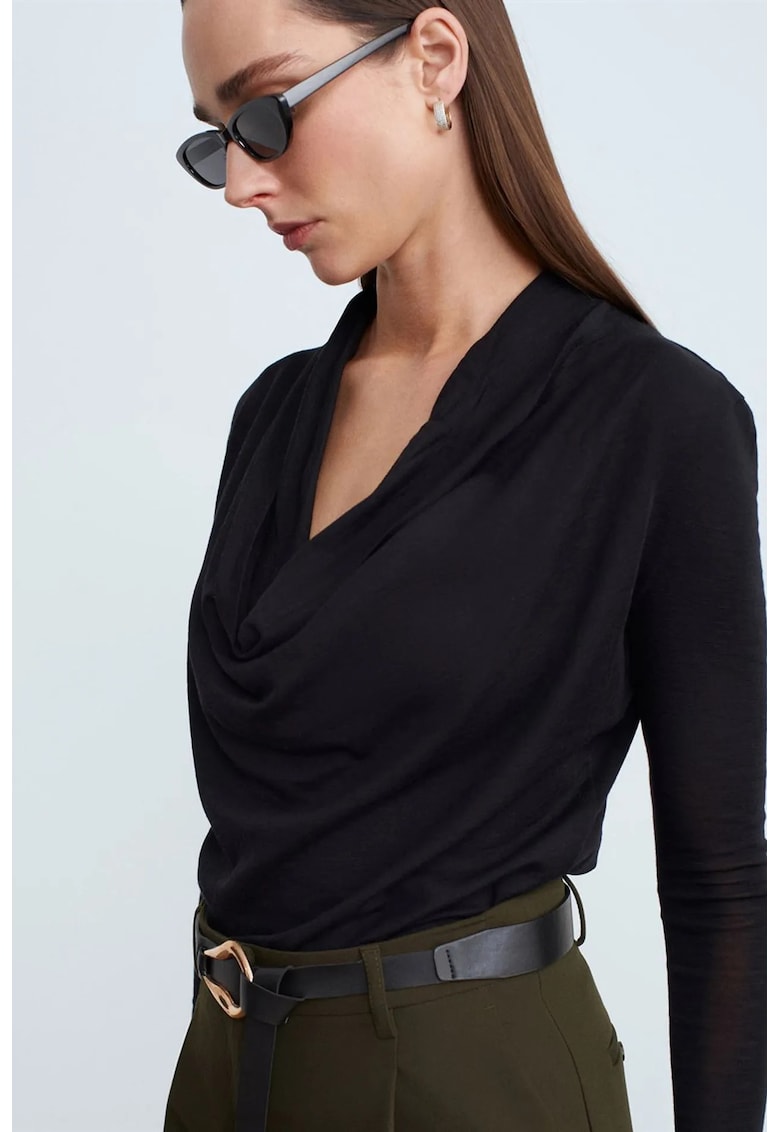 Bluza dama - Bluza Slim-fit din lana - casual - negru - fara inchidere