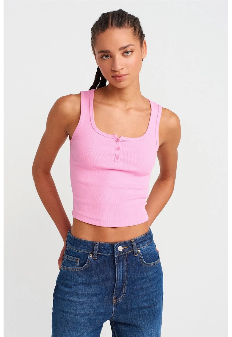 Top - casual - roz aprins - bumbac elastan - S -