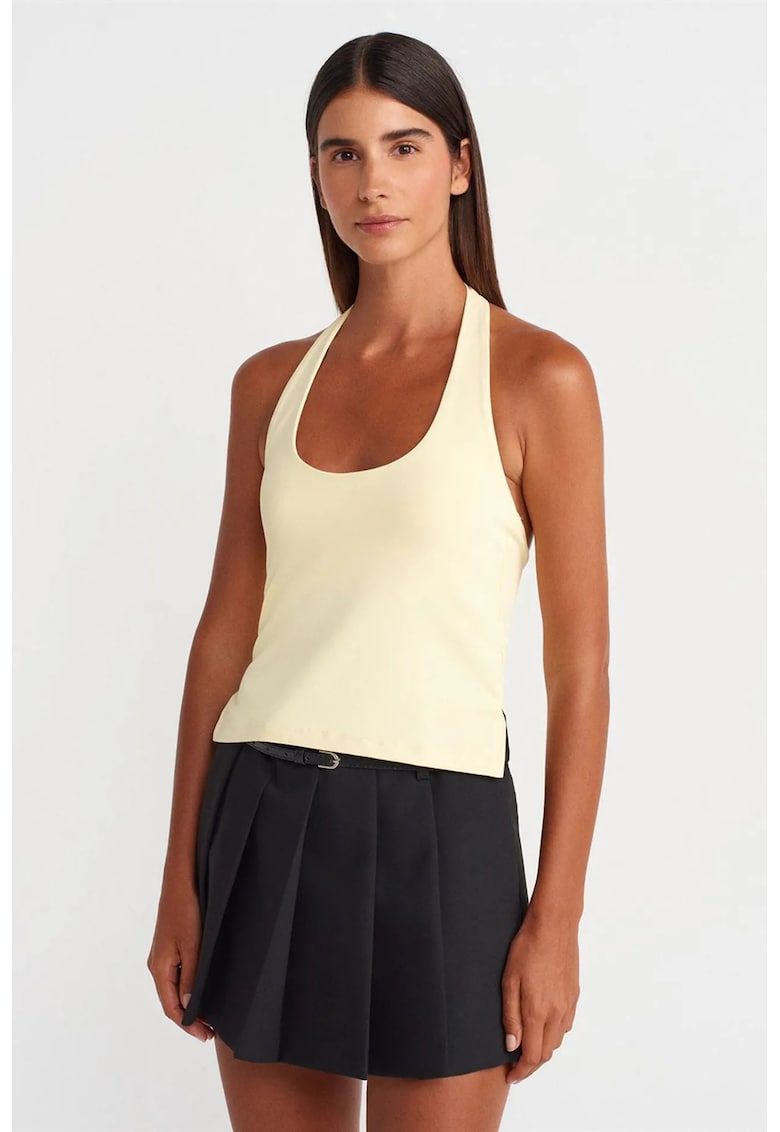 Maiou Top Dilvin Slim Fit - decupaje - galben lamaie - 93% nailon