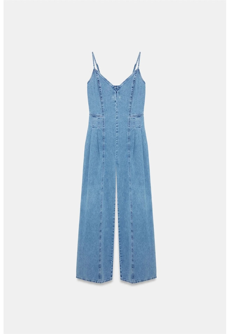 Salopeta Femei - Denim - Larga - Albastru Mediu - Bumbac si Tencel