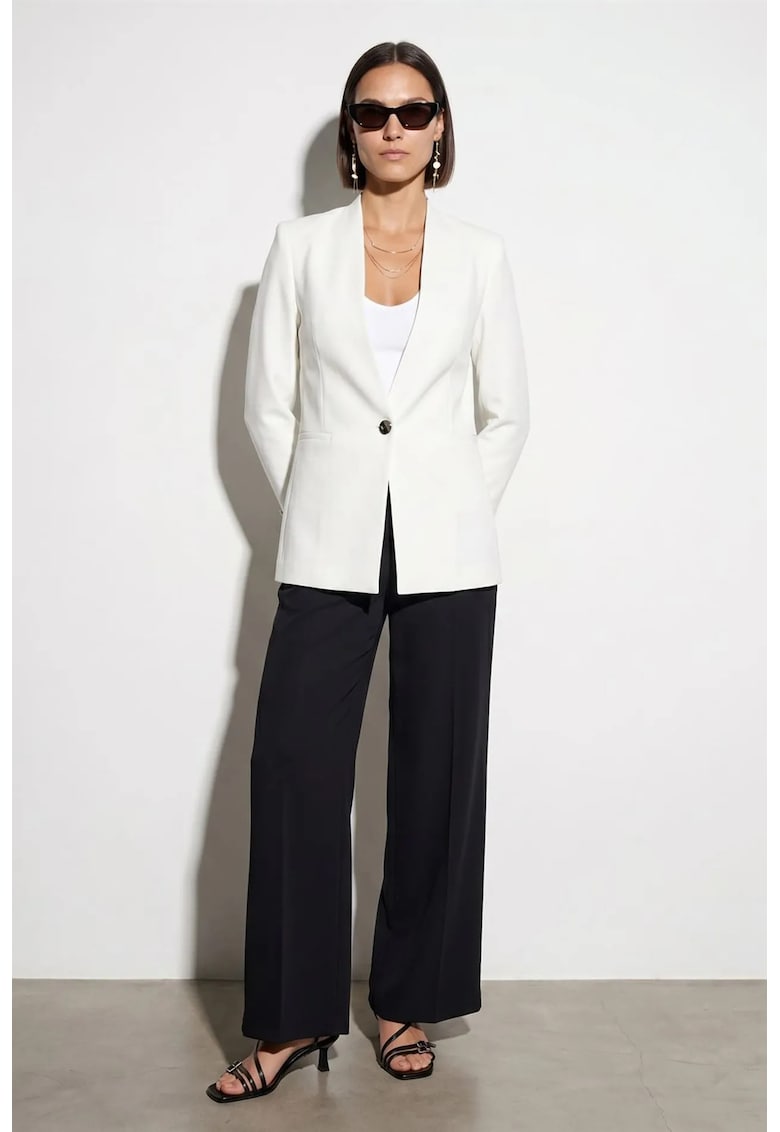 Sacou dama Slim Fit - alb prafuit - cu buton