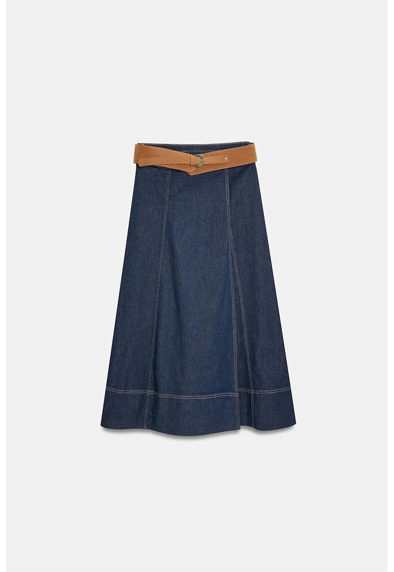 Fusta maxi - talie inalta - croiala A - albastru inchis - denim