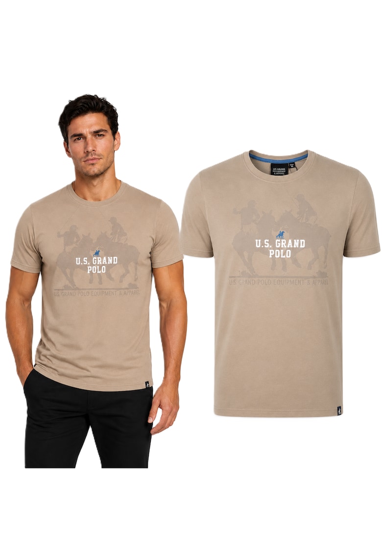 Tricou cu imprimeu logo - Bej