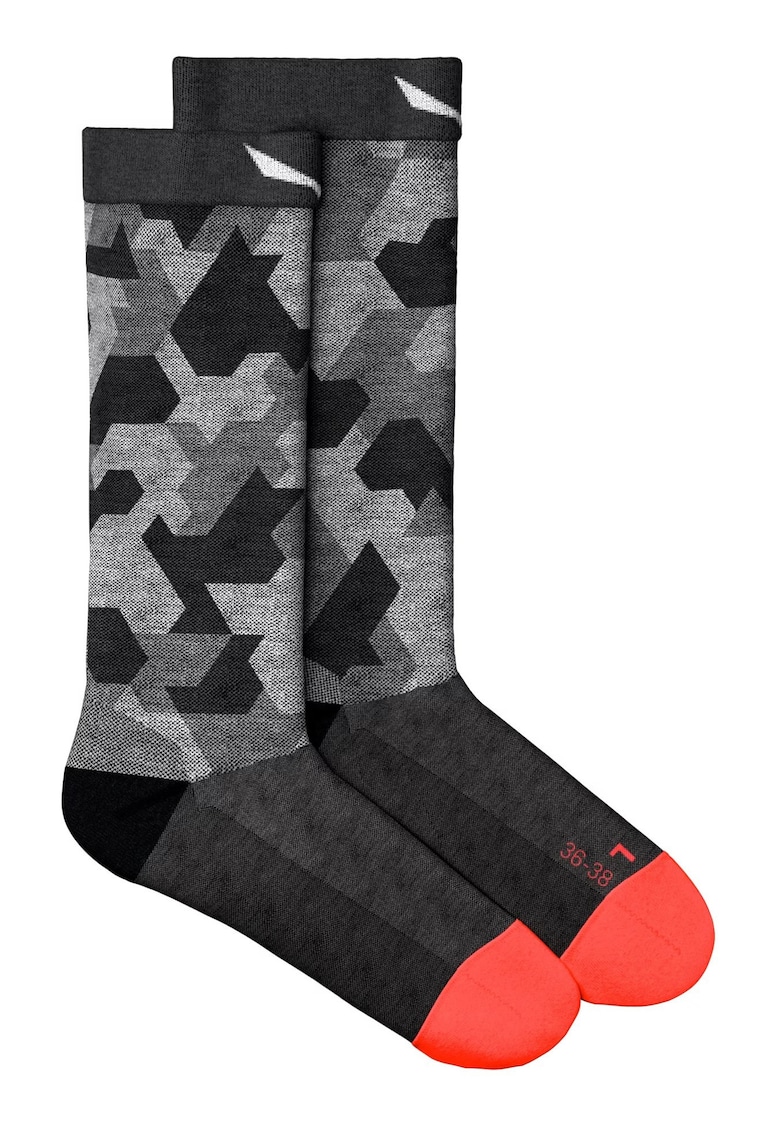 Sosete dama Pedroc Camo Merino Crew - Negru/Gri