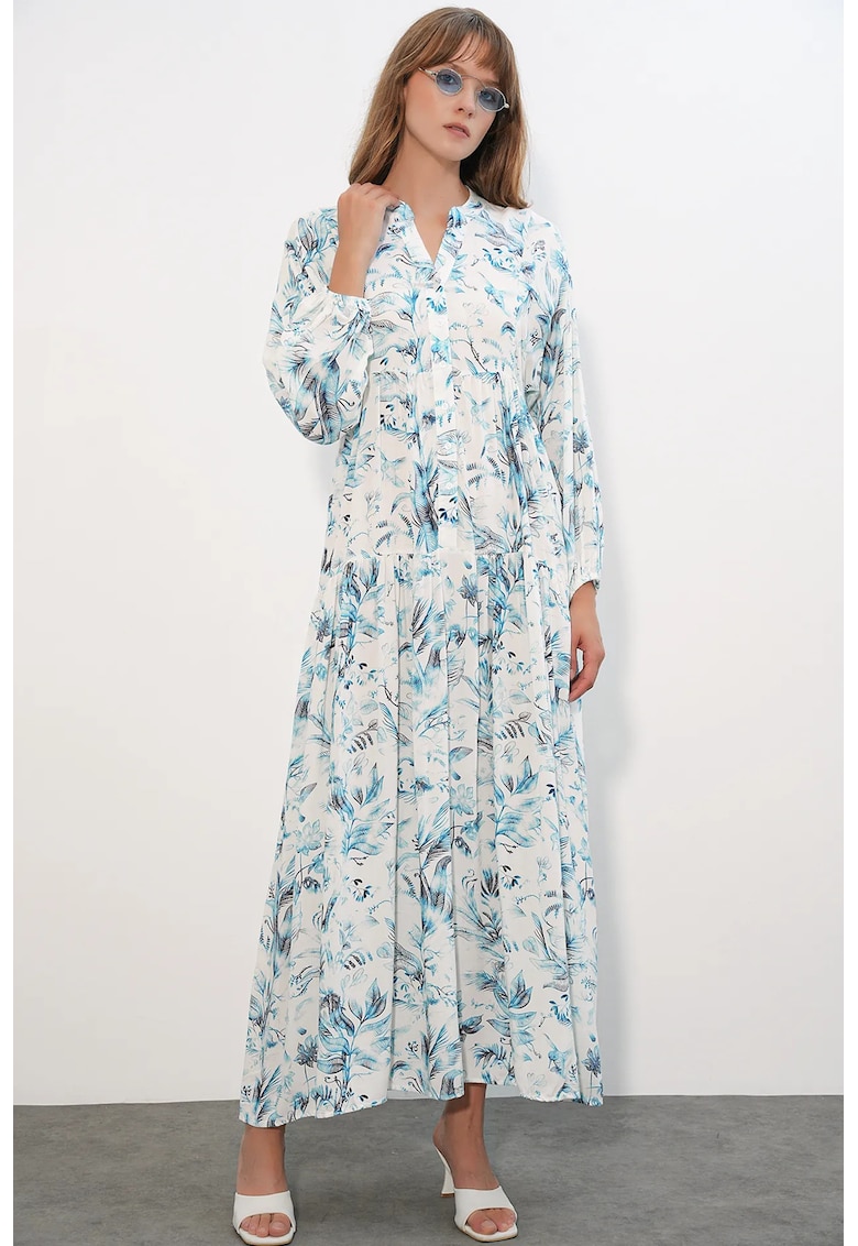 Rochie Maxi - Casual - Multicolor - Etnica - Maneca lunga - 100% viscoza
