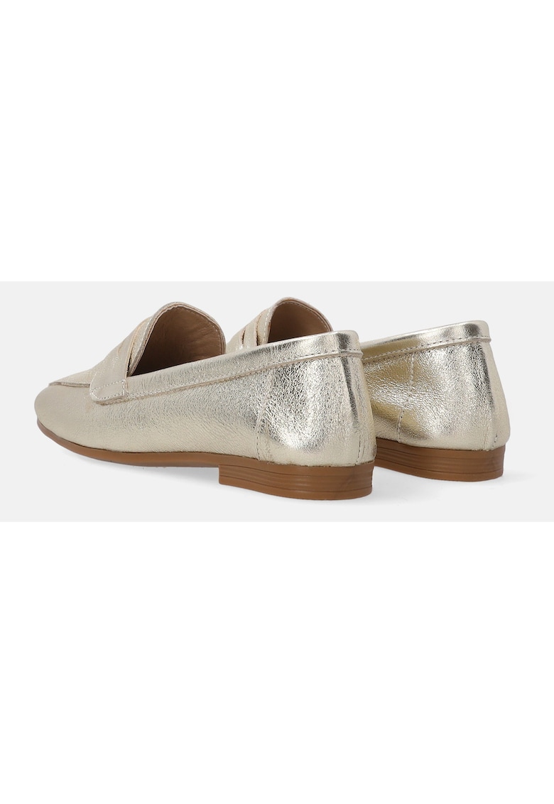 Loafersi din piele cu aspect metalizat