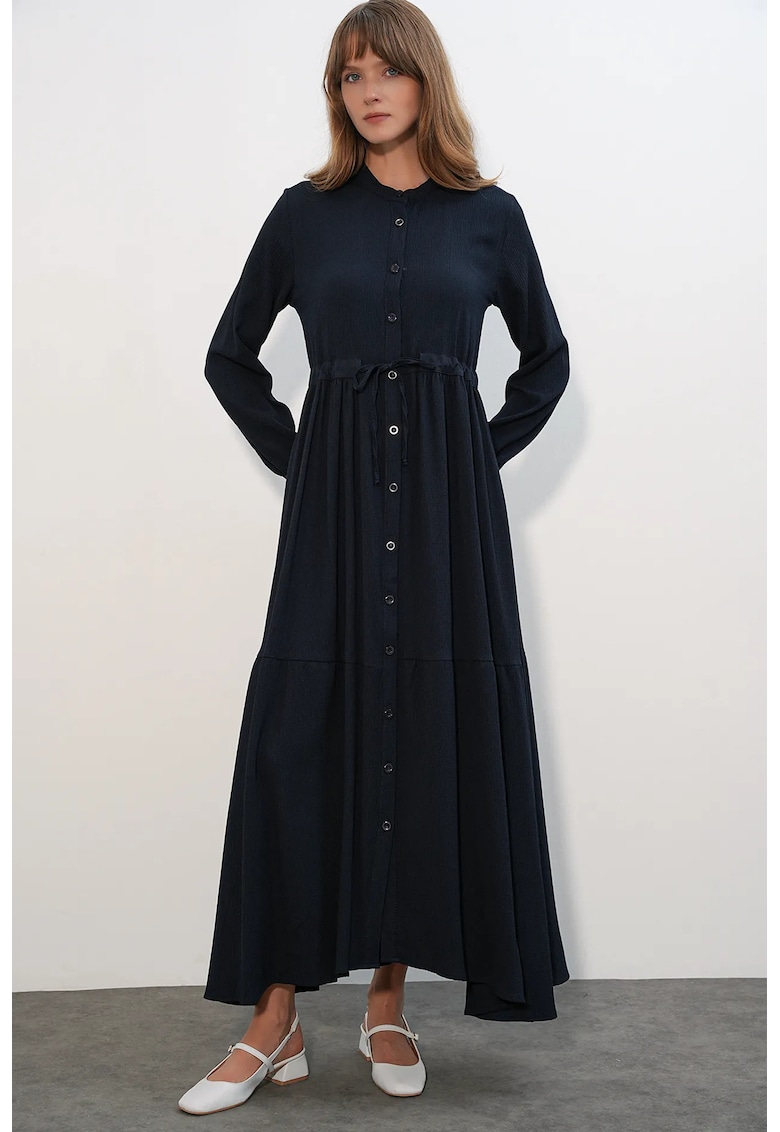 Rochie Maxi Casual - Floral - Albastru Marin - 100% viscoza