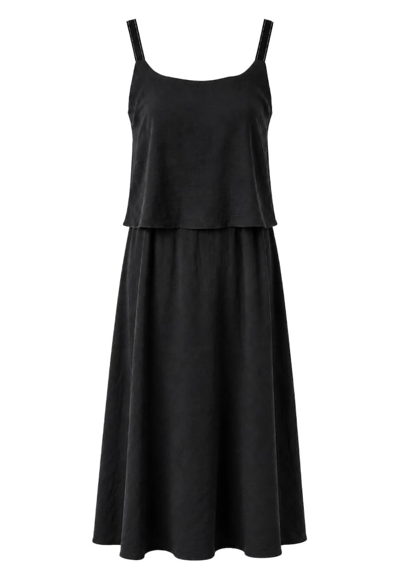 Rochie Maxi Femei - Fara Maneci - Negru - 90% Modal - 10% Poliester