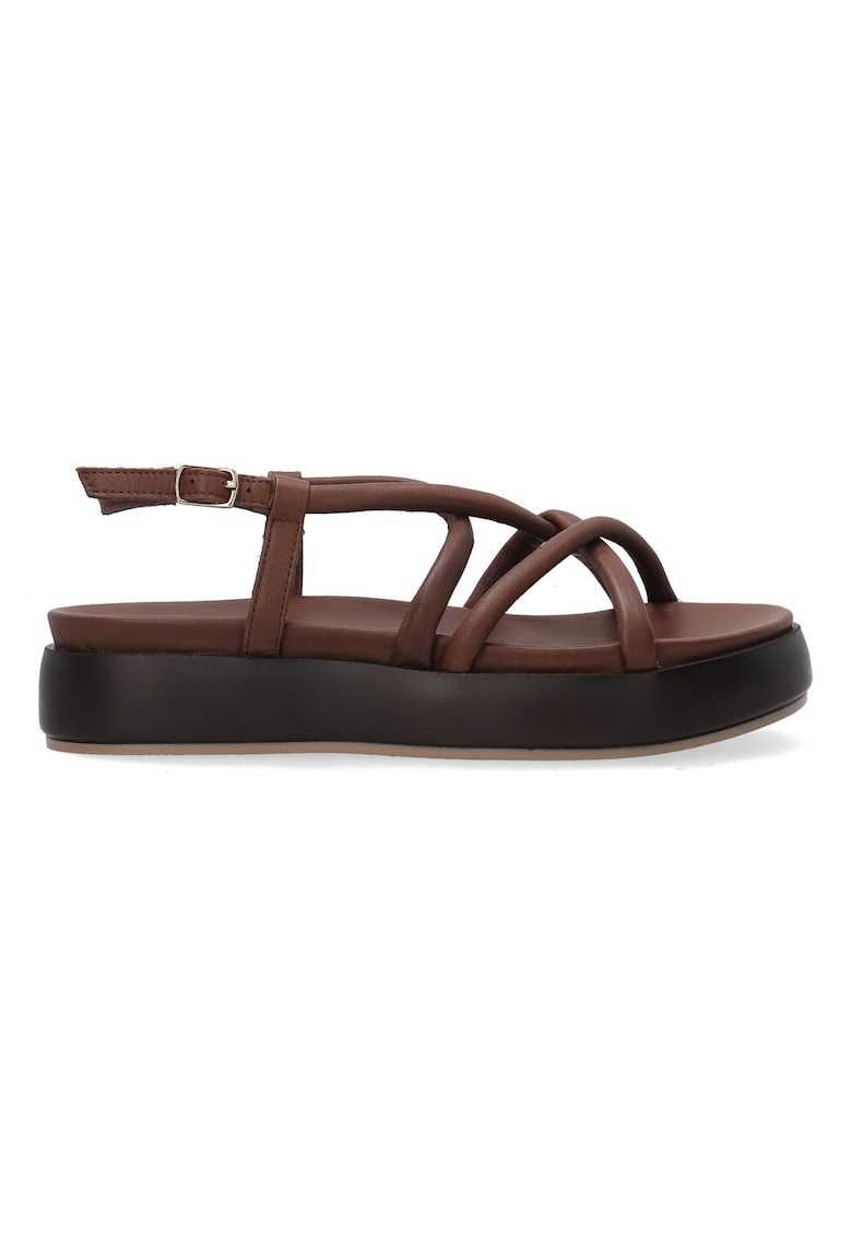 Sandale flatform de piele cu barete