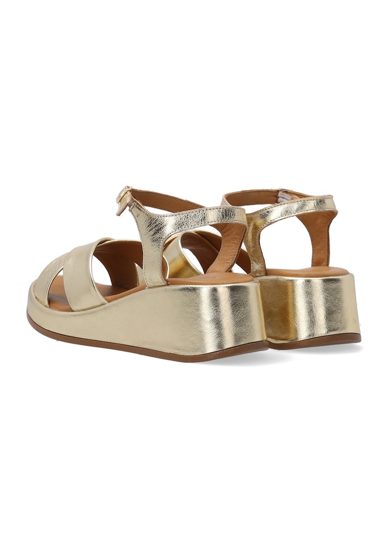 Sandale demi-wedge cu catarama