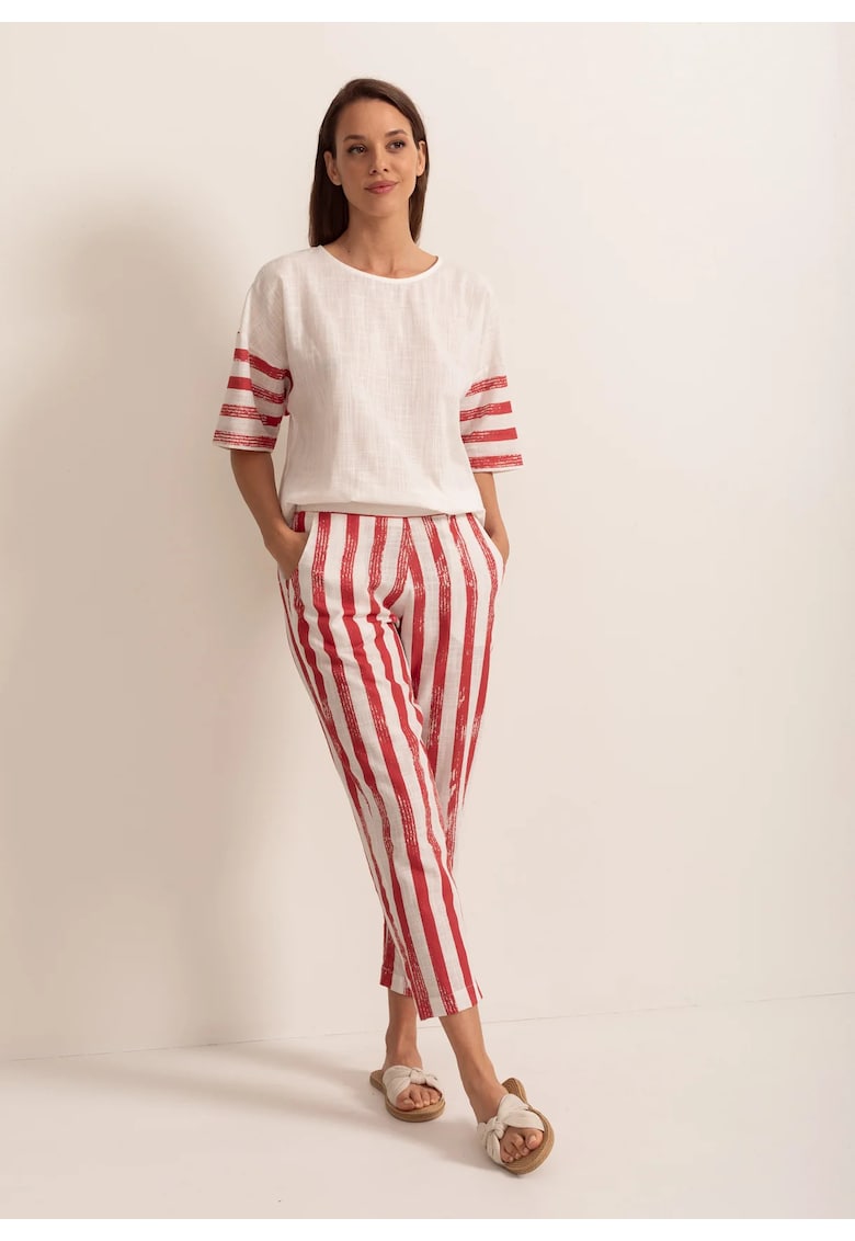 Pantaloni Dama Rimini Tesatura Bumbac - Alb