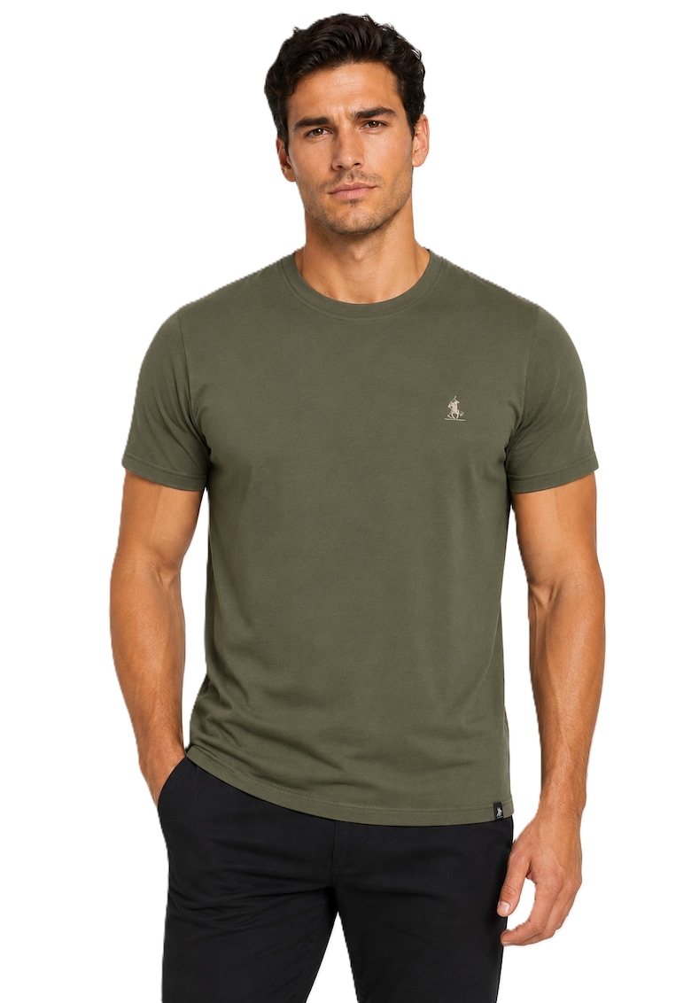 Tricou din bumbac cu detaliu logo - Kaki