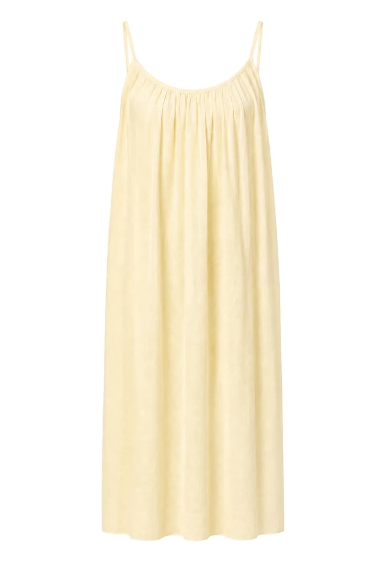 Rochie Maxi - A-line - galben lamaie - lyocell si poliester - fara maneci - captusita
