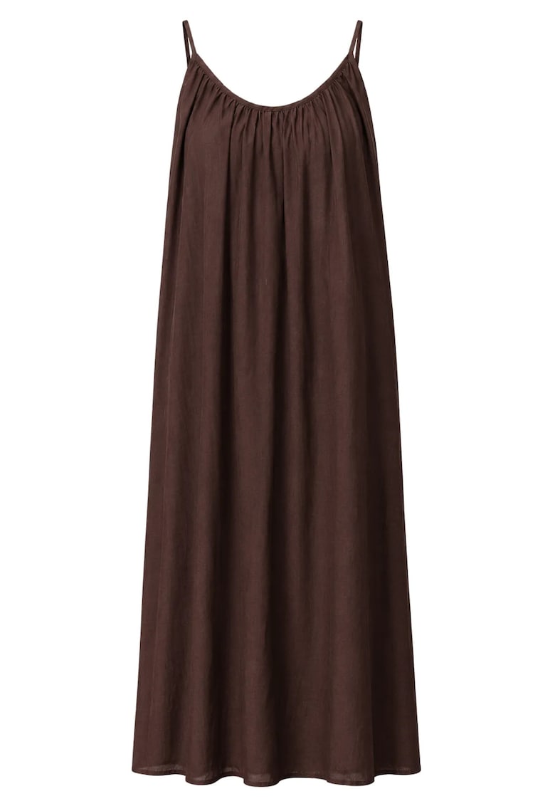 Rochie Maxi - A-line - captusita - maro cafea - lyocell si poliester