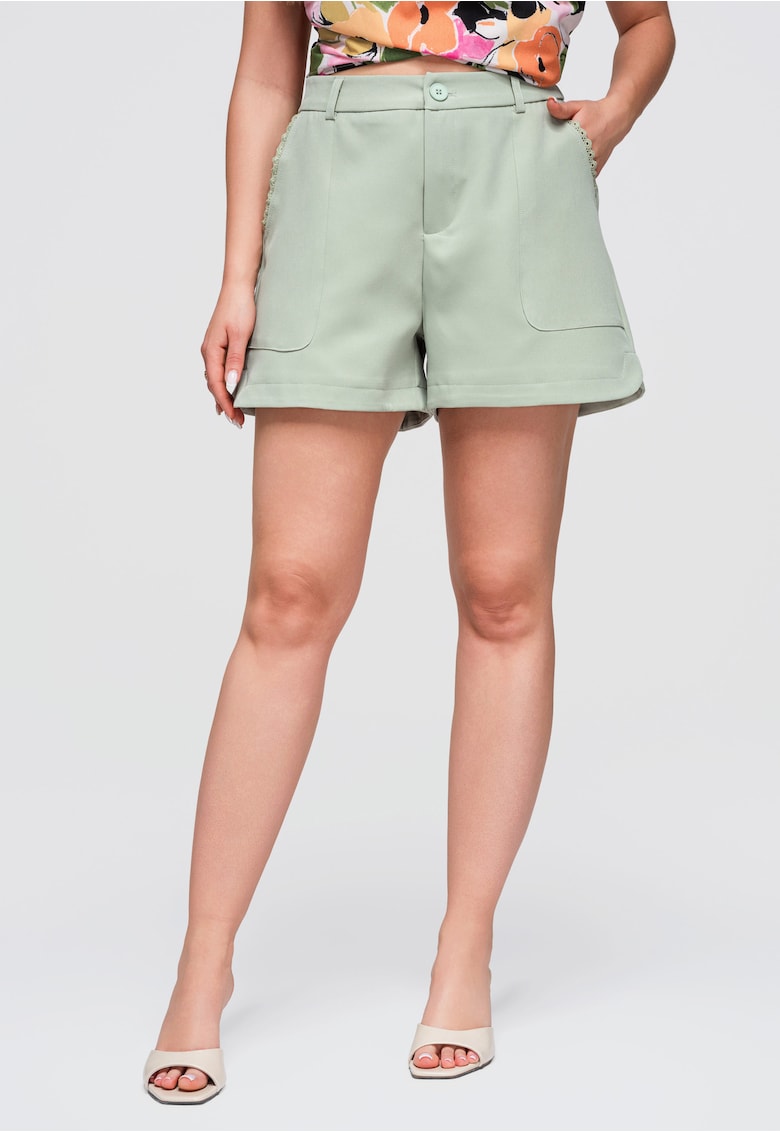 Pantaloni scurti dama relaxati cu talie elastica si buzunare laterale OW-ST-E0009 - Bleumarin
