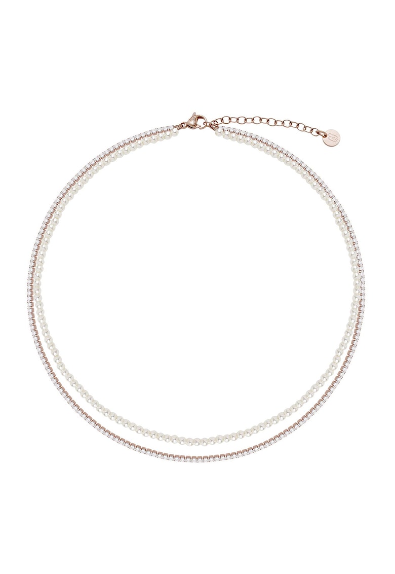 Colier elegant - Alb optic/Auriu rose