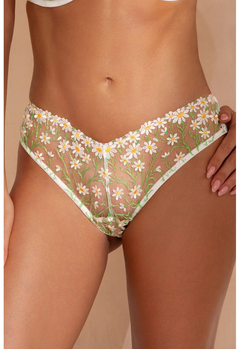 Chiloti brazilieni cu broderie florala