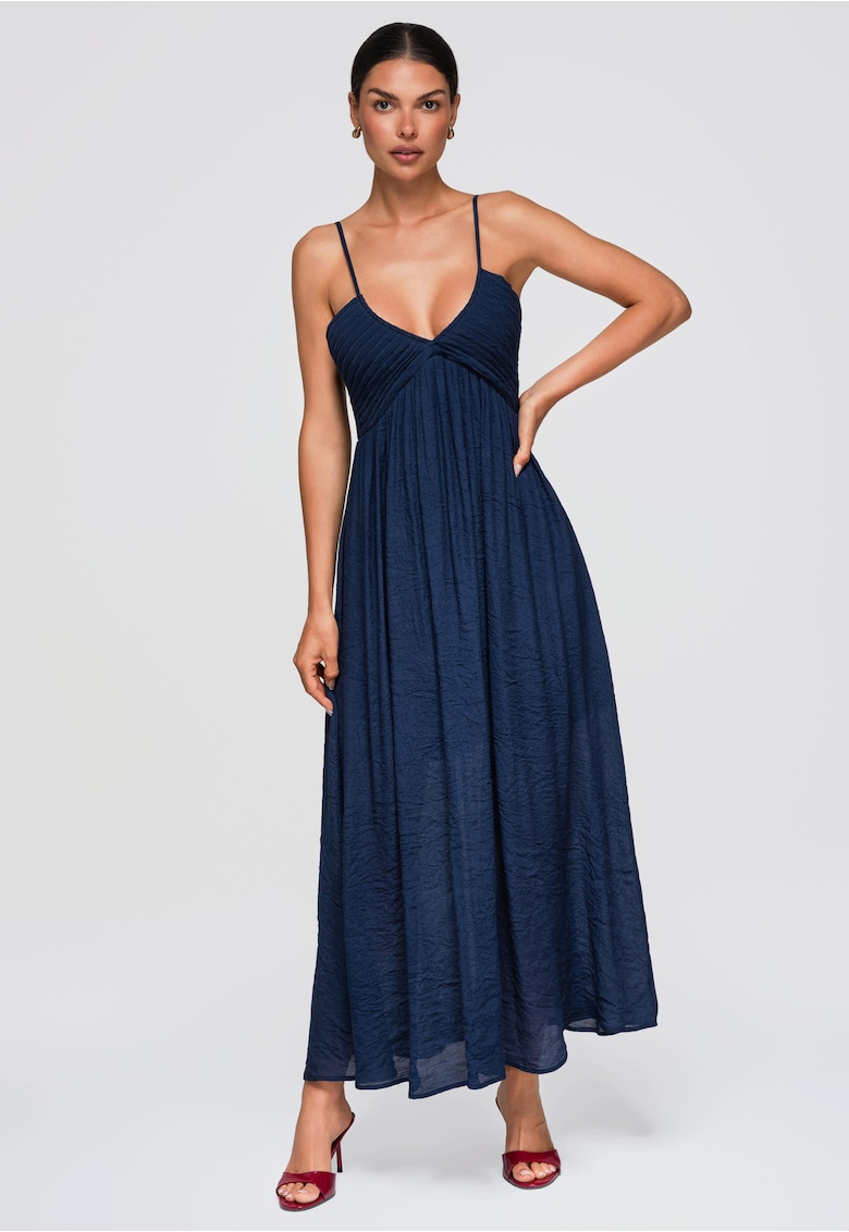 Rochie maxi eleganta cu decolteu V - Bleumarin
