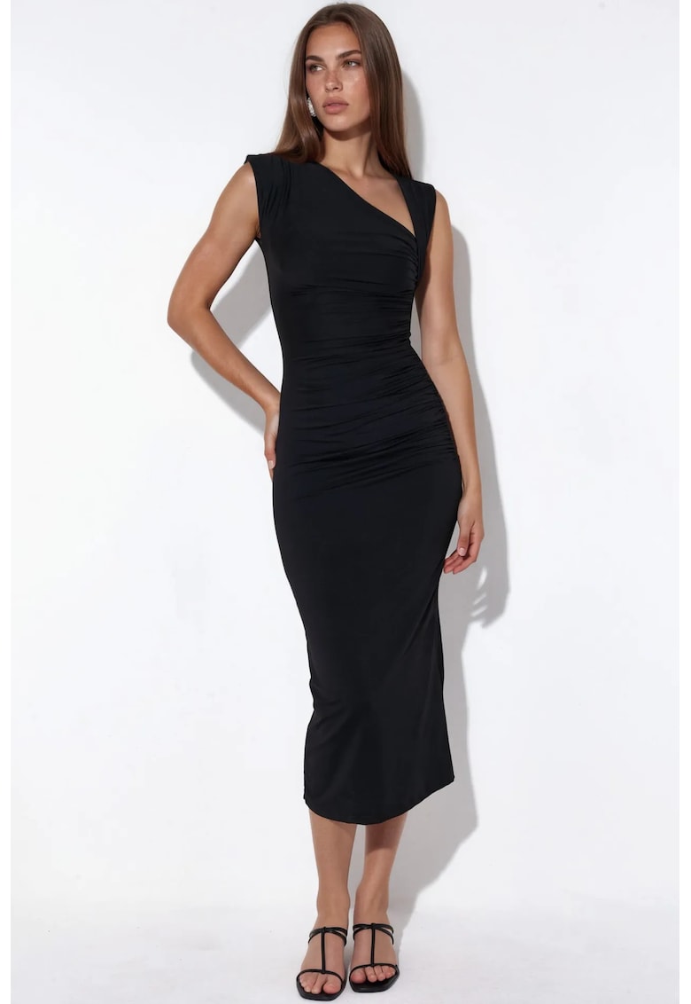 Rochie Maxi - Eleganta - Drapaj - Negru - Poliamida/Elastan