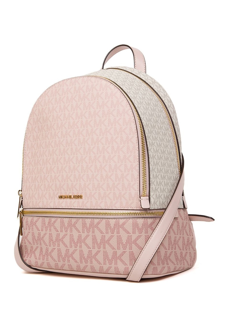 Rucsac din piele ecologica cu imprimeu monograma Rhea Medium - 31x14x25 cm