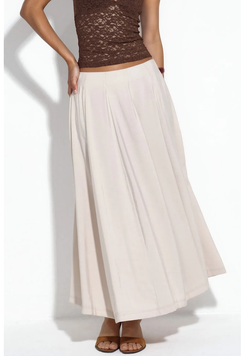 Fusta maxi - talie inalta - A-line - bej natural - modal