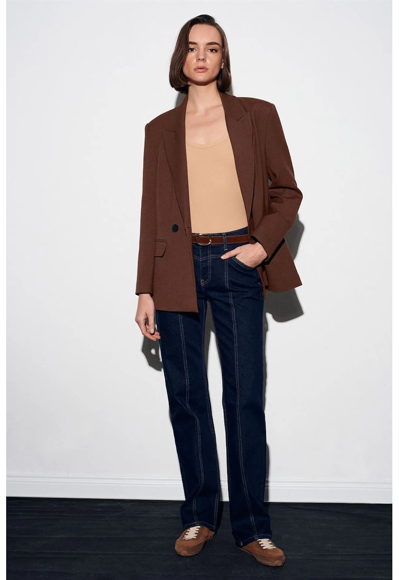 Blugi dama - talie medie - croiala dreapta - denim albastru inchis - 99% bumbac