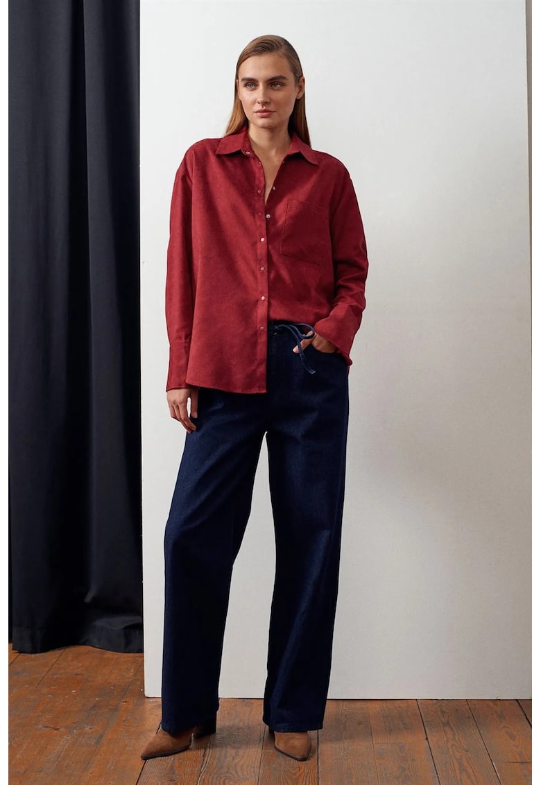 Blugi dama - talie medie - croiala dreapta - denim albastru inchis - 100% bumbac