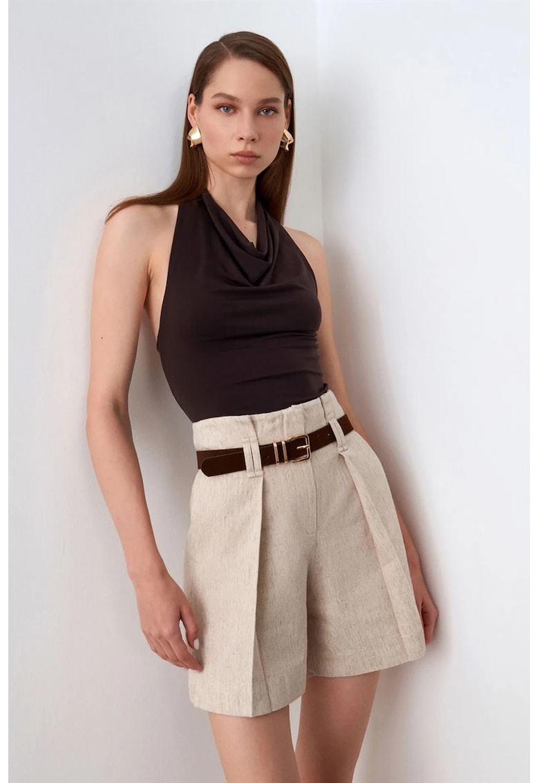 Bluza dama - fara maneci - drapaj - maro cafea - 95% tencel - 5% elastan