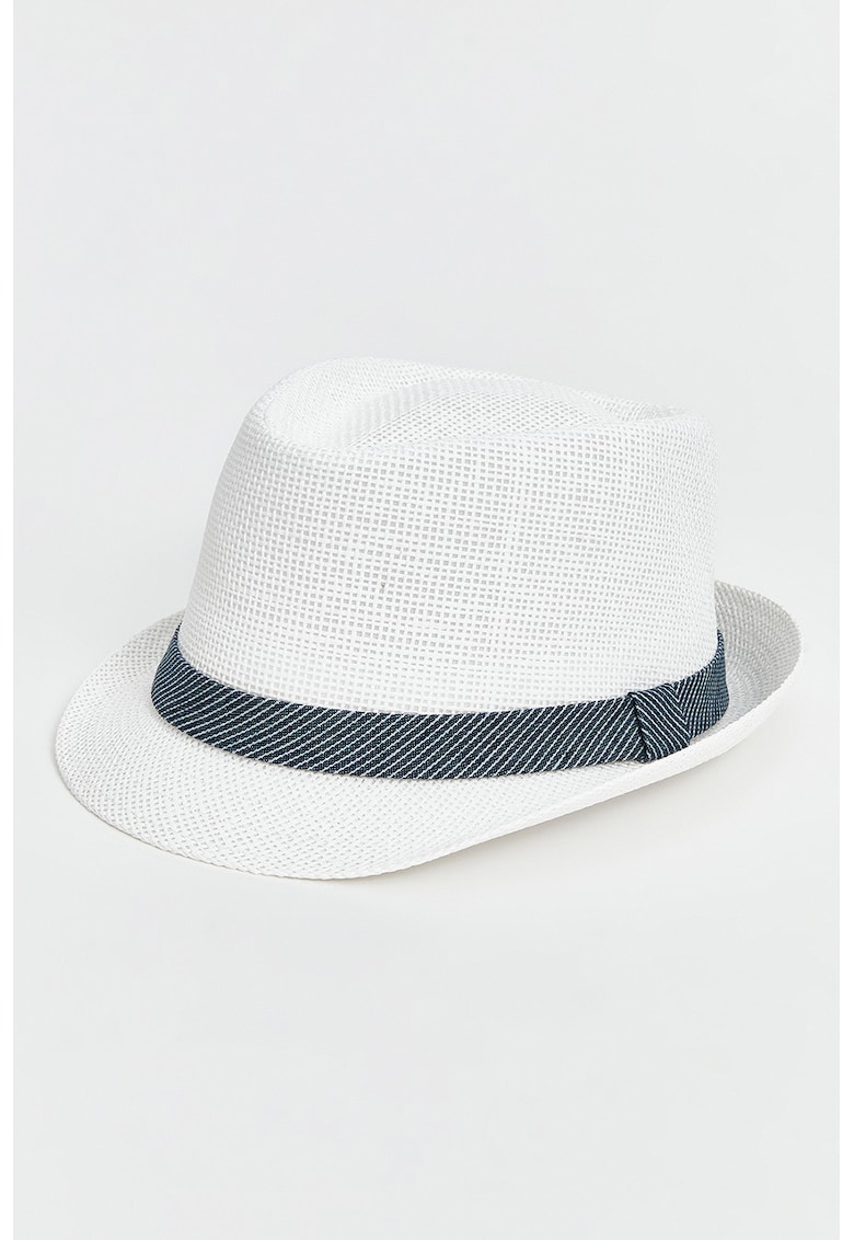 Palarie din hartie Fedora - Alb optic/Albastru