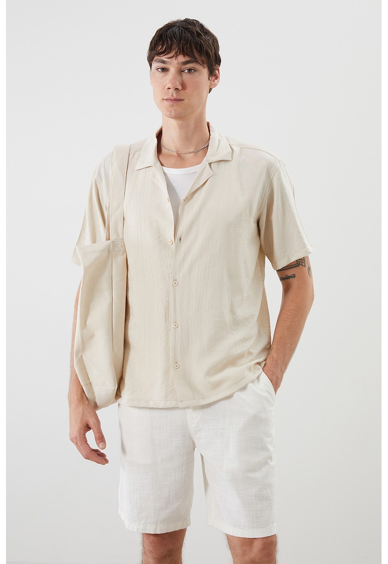 Camasa regular-fit cu maneci scurte - Bej deschis