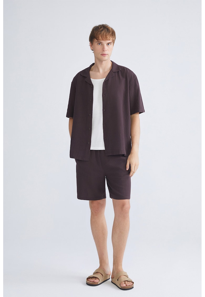 Pantaloni scurti relaxed fit din bumbac - Maro inchis