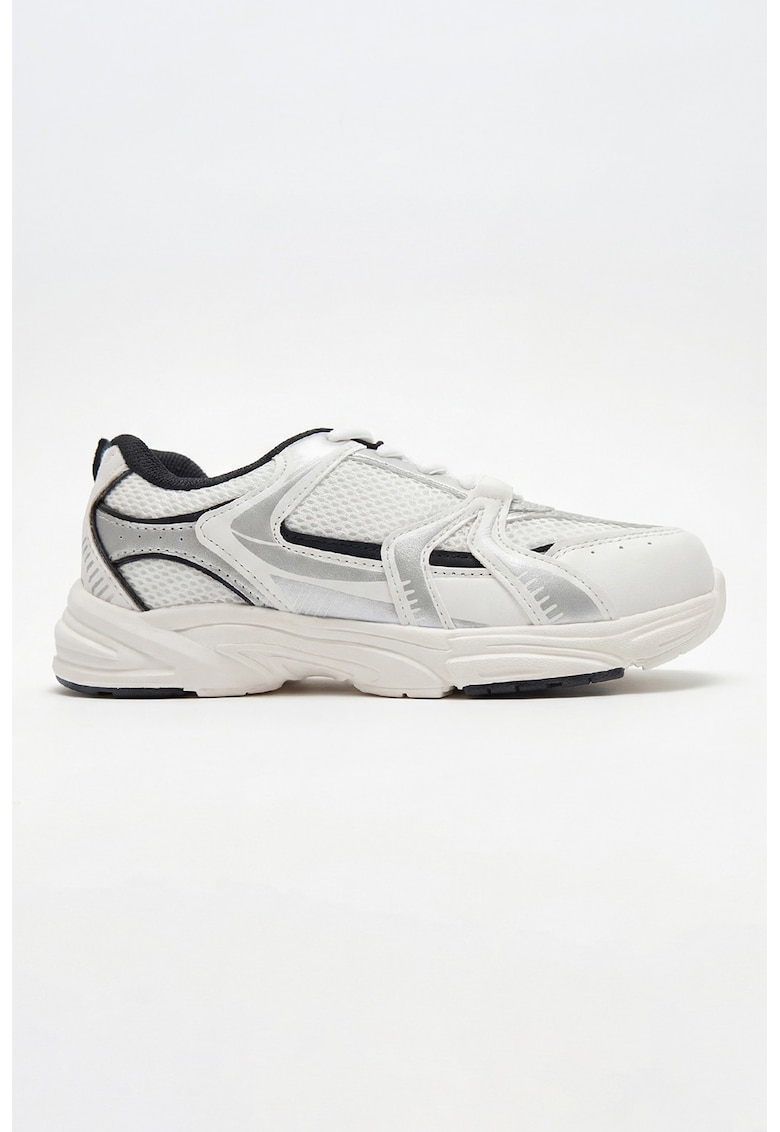Pantofi sport low-cut cu sireturi - Alb/Albastru ultramarin/Argintiu