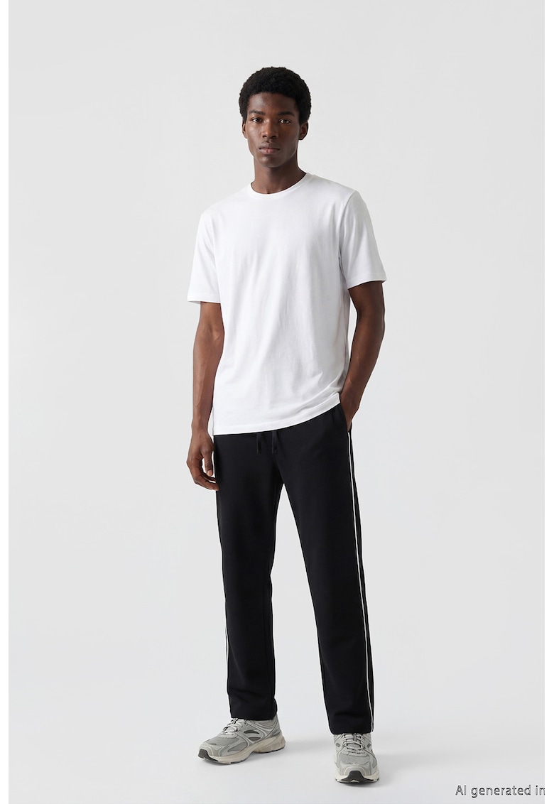 Pantaloni de trening cu snur - Negru/Alb optic