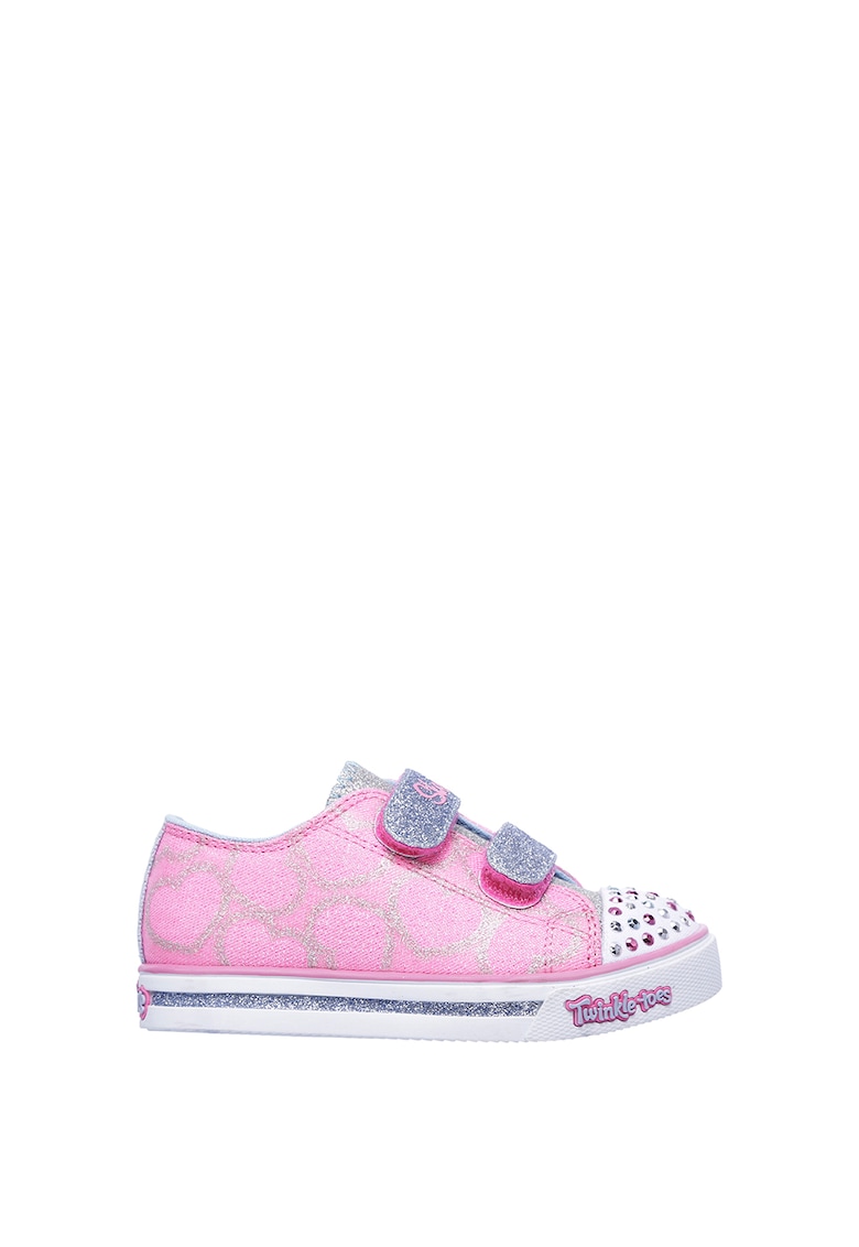 Pantofi sport cu velcro si luminite LED Shuffles- Glitter Heart