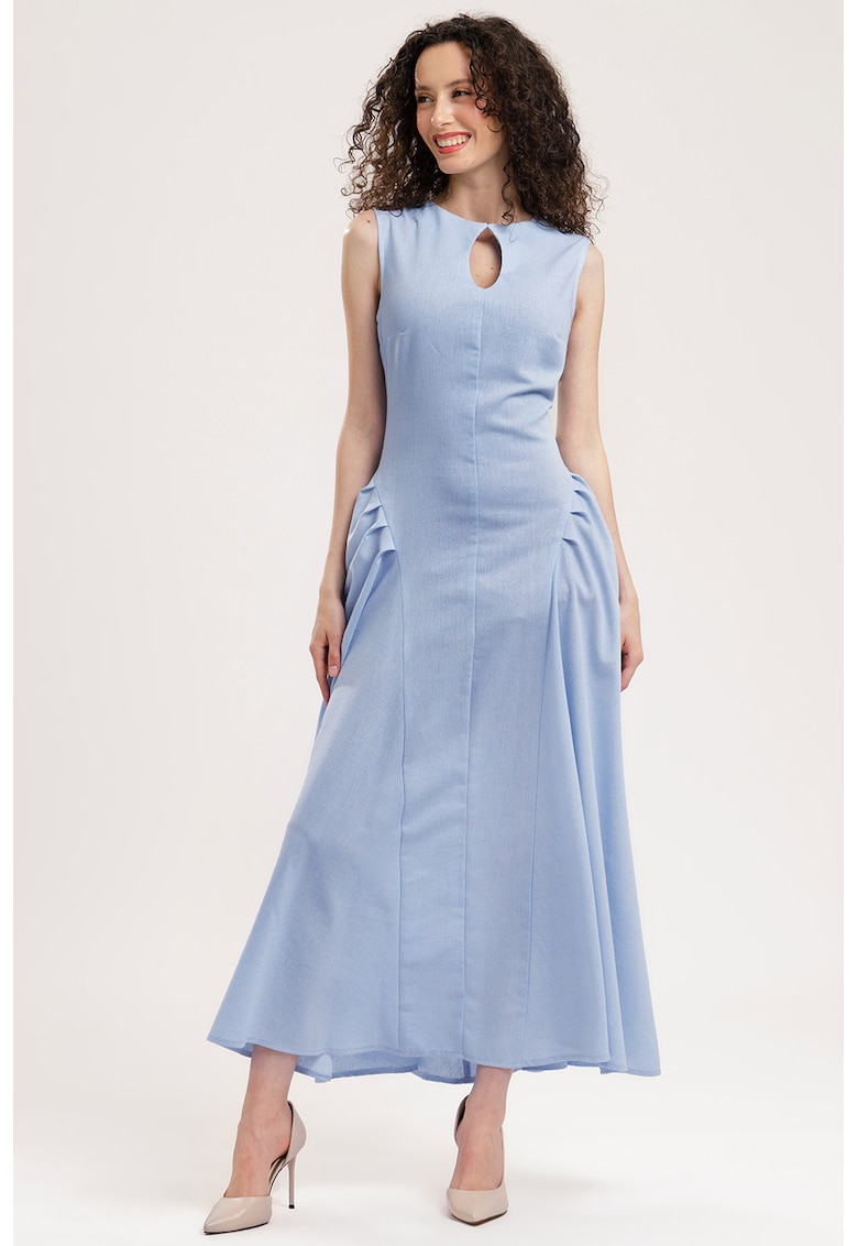 Rochie maxi din in - Albastru pastel