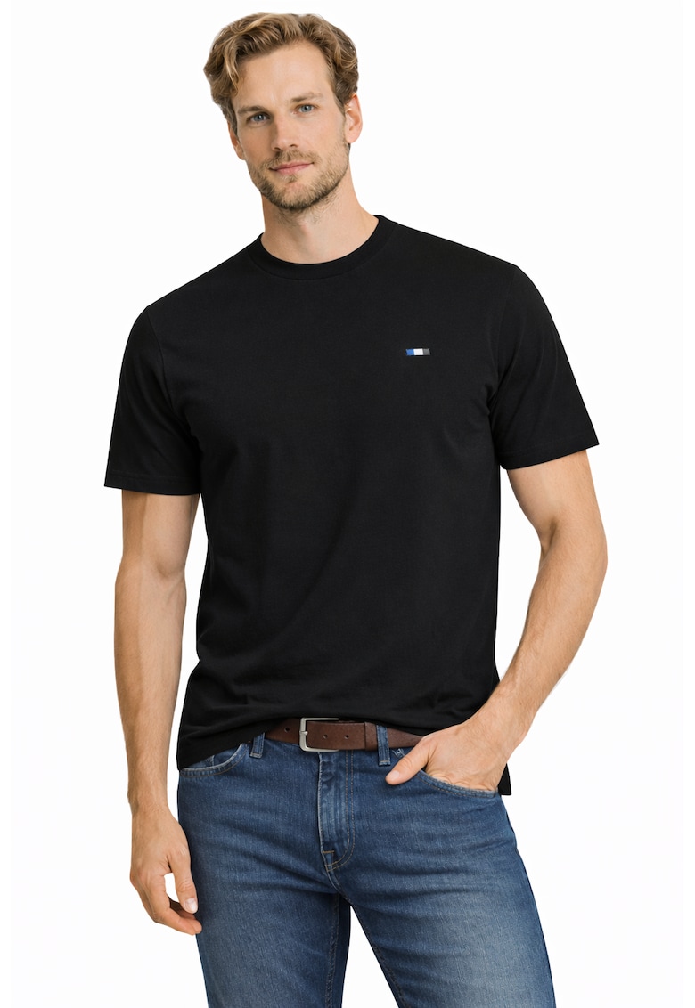 Tricou din bumbac cu decolteu la baza gatului