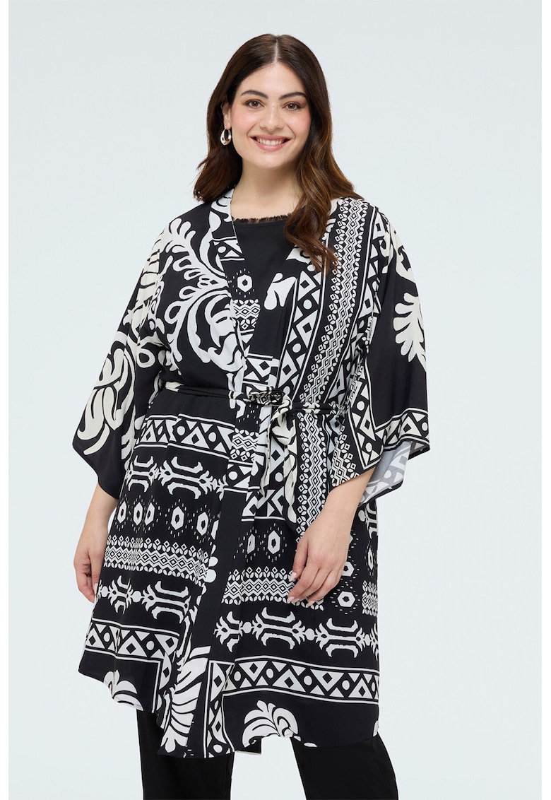 Chimonou cu model paisley - Alb/Negru