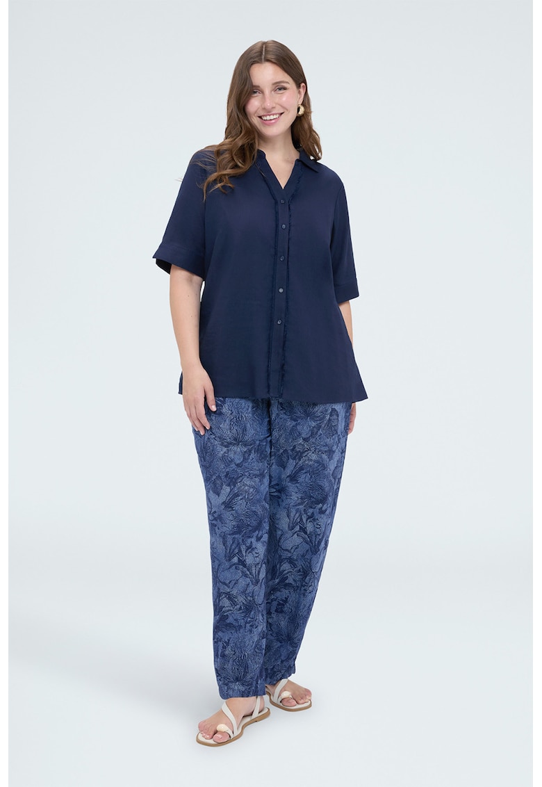 Pantaloni conici cu imprimeu flroal - Albastru