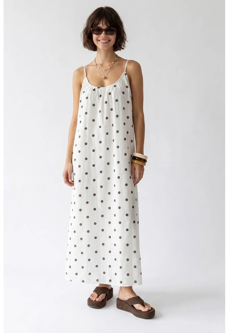 Rochie Maxi A-Line buline - alb prafuit - casual - captusita