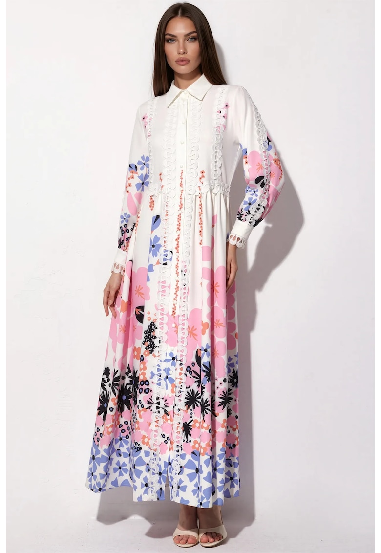 Rochie Maxi A-line Femei - Floral - Multicolor - Poliester/Lycra