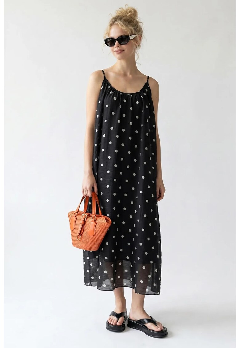 Rochie Maxi A-Line buline - negru - casual - captusita
